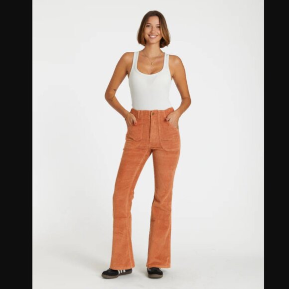 Hammies Rust Orange Corduroy Flare Pants 28" - Picture 2 of 10